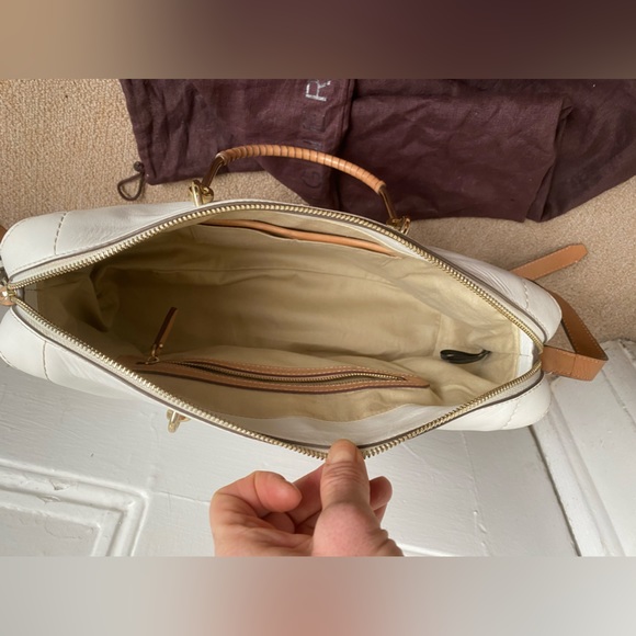 Etienne Aigner Leather Agnes Satchel Shoulder Bag White Tan Snake Black … - Picture 9 of 12